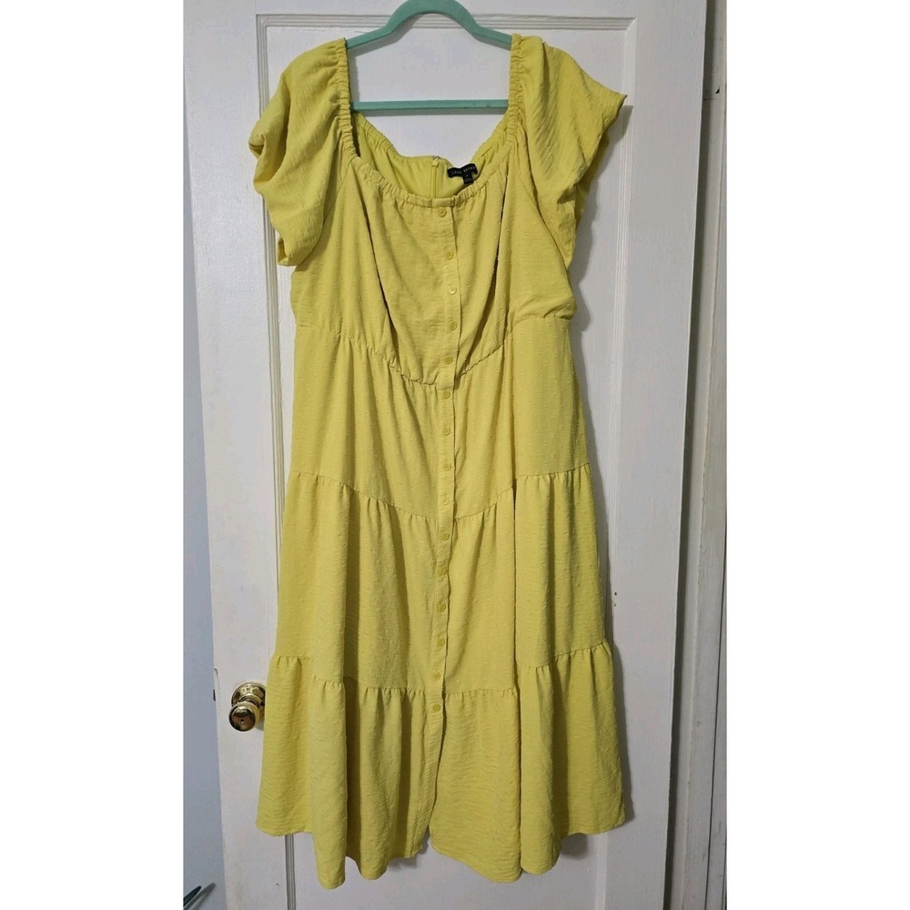 Lane Bryant Yellow Tiered Midi Dress